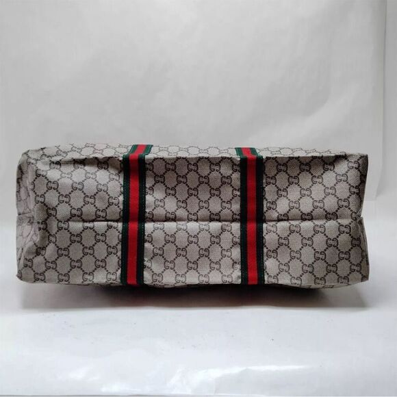 Gucci Plus Vintage Large Tote Bag Brown GG Monogram Web Stripe with COA - Picture 5 of 7